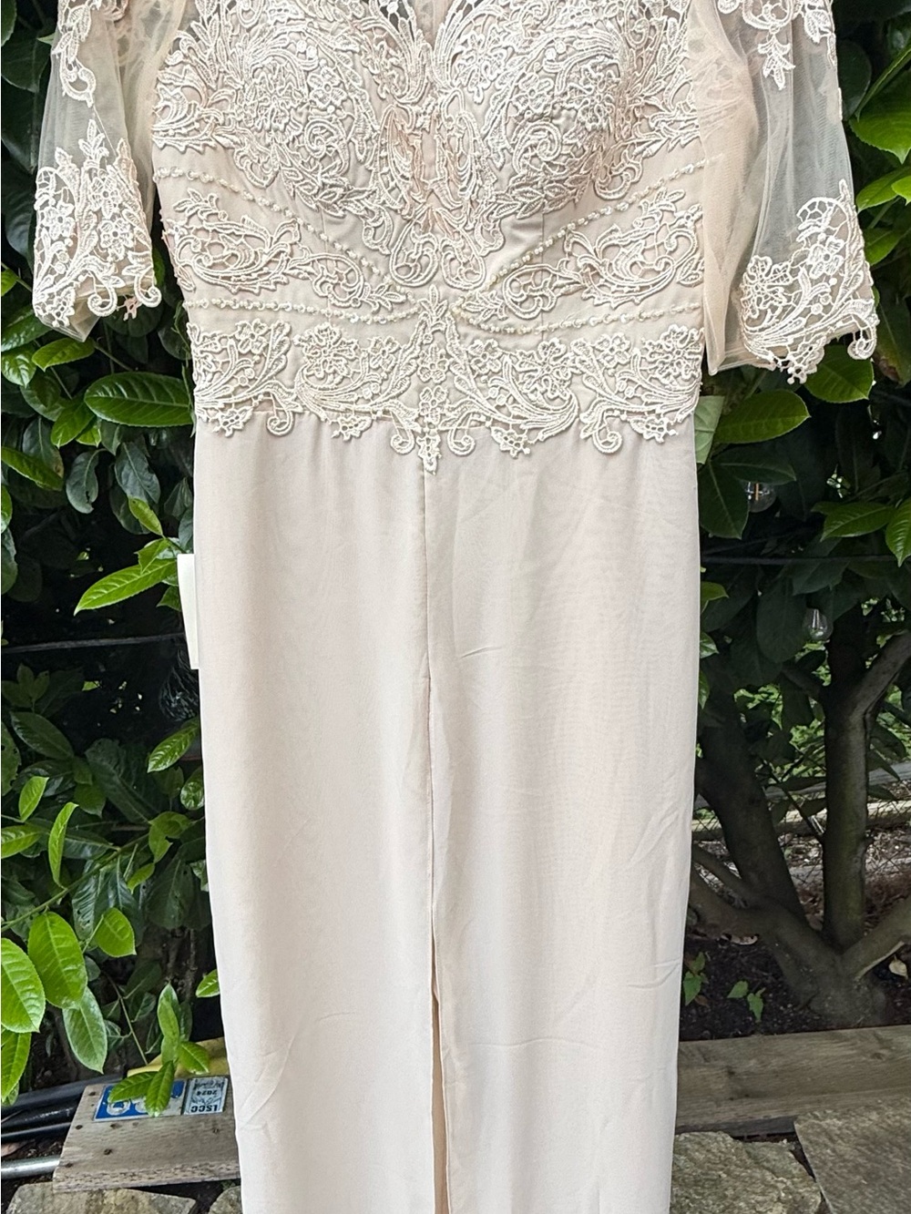 Champagne Embroidered Lace Jumpsuit